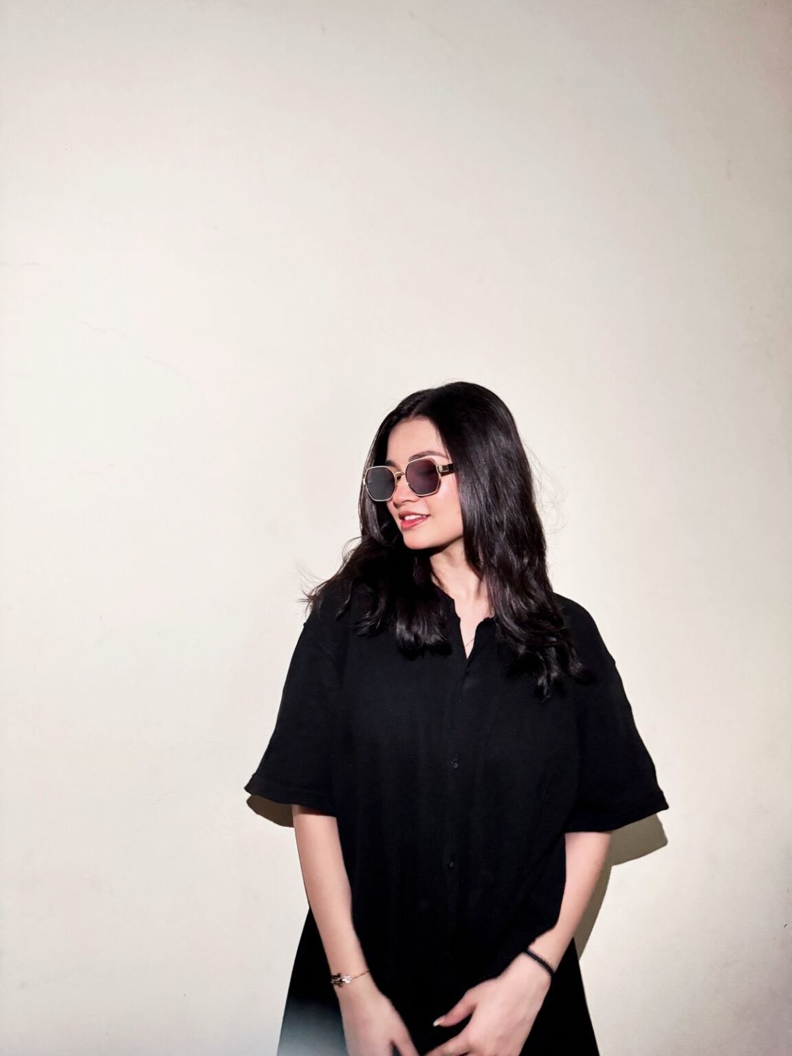 Chahatein Polo Shirt – Black Waffle Knit | Ribbed Texture