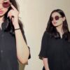 Chahatein Polo Shirt – Black Waffle Knit | Ribbed Texture