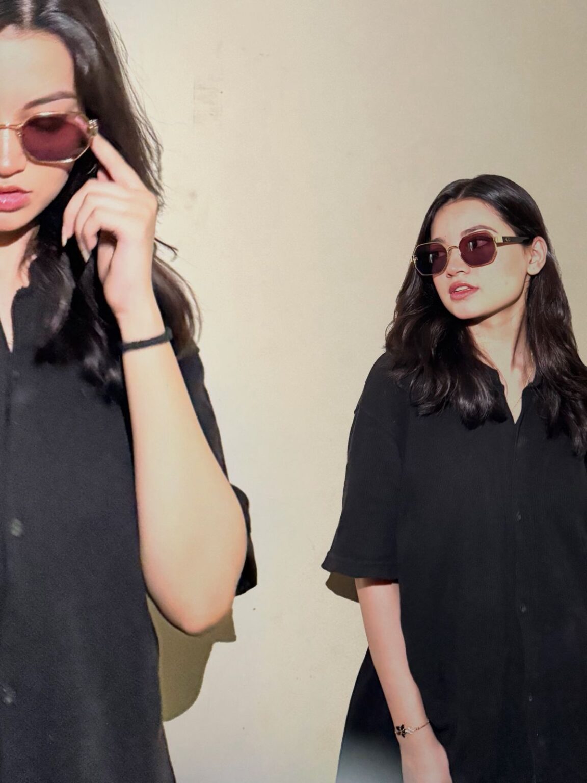 Chahatein Polo Shirt – Black Waffle Knit | Ribbed Texture