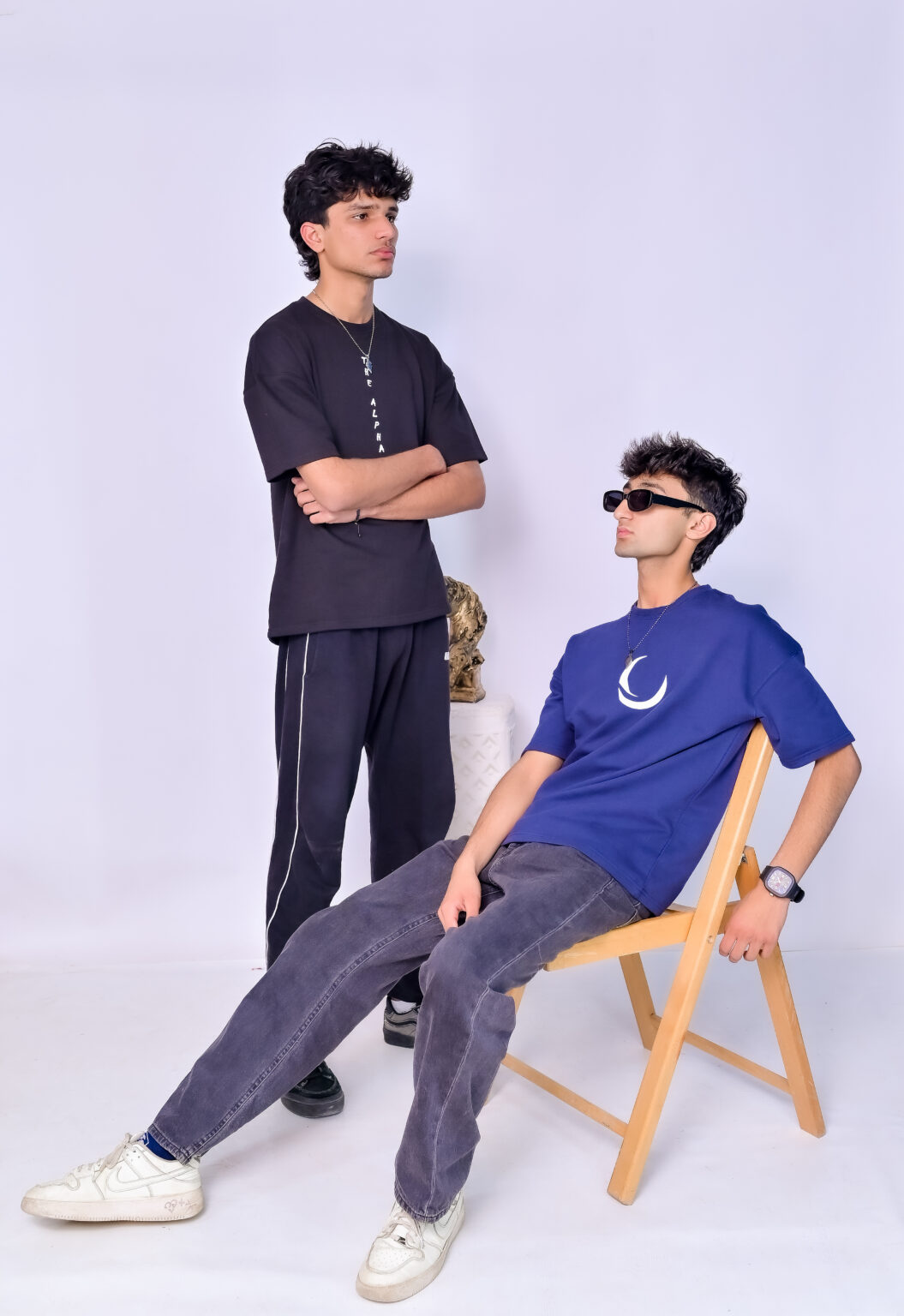 Chahatein Pack of 2 – Drop Shoulder T-Shirts | Black & Navy