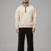 Cream Quarter Zip Sweatshirt Pakistan – 320 GSM Cotton Fleece | Chahatein