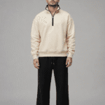 Cream Quarter Zip Sweatshirt Pakistan – 320 GSM Cotton Fleece | Chahatein