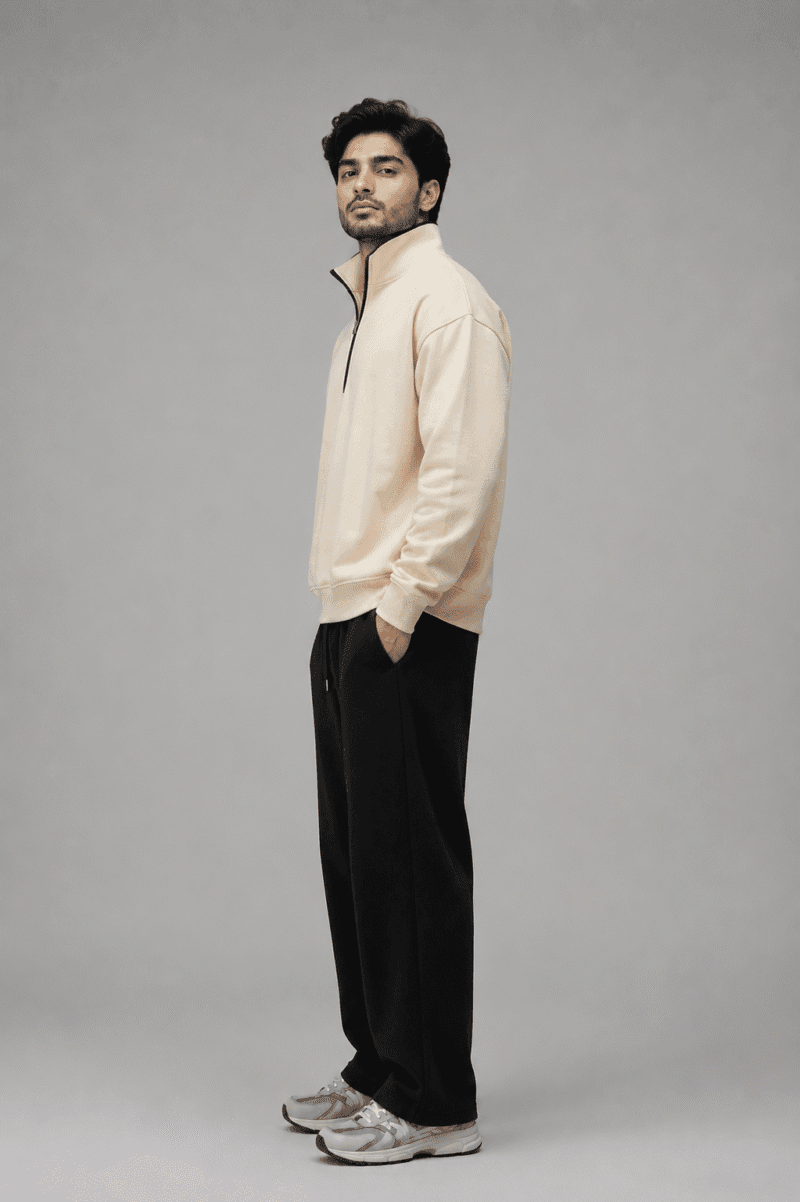 Cream Quarter Zipper