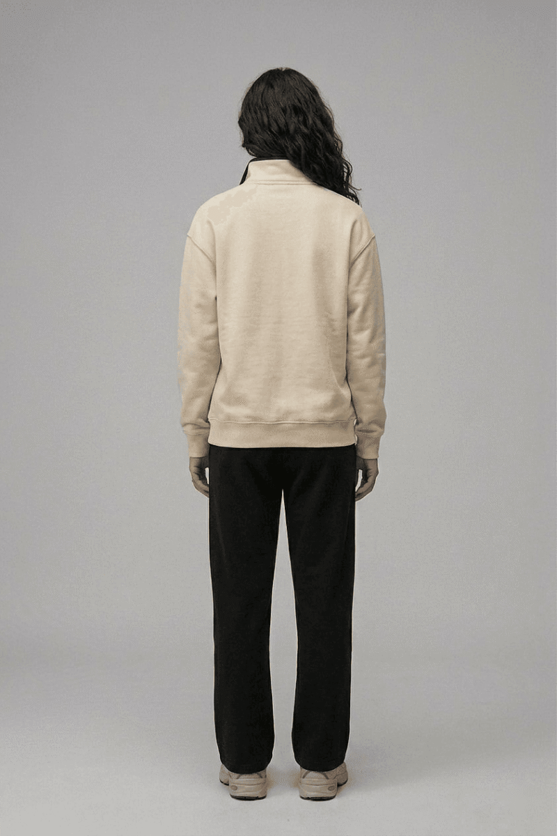 Chahatein Quarter Zip Sweatshirt – Cream | 320 GSM Cotton Fleece – back view
