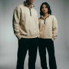 Chahatein Quarter Zip Sweatshirt – Cream | 320 GSM Cotton Fleece – shown on two models