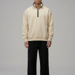 Cream Quarter Zip Sweatshirt Pakistan – 320 GSM Cotton Fleece | Chahatein