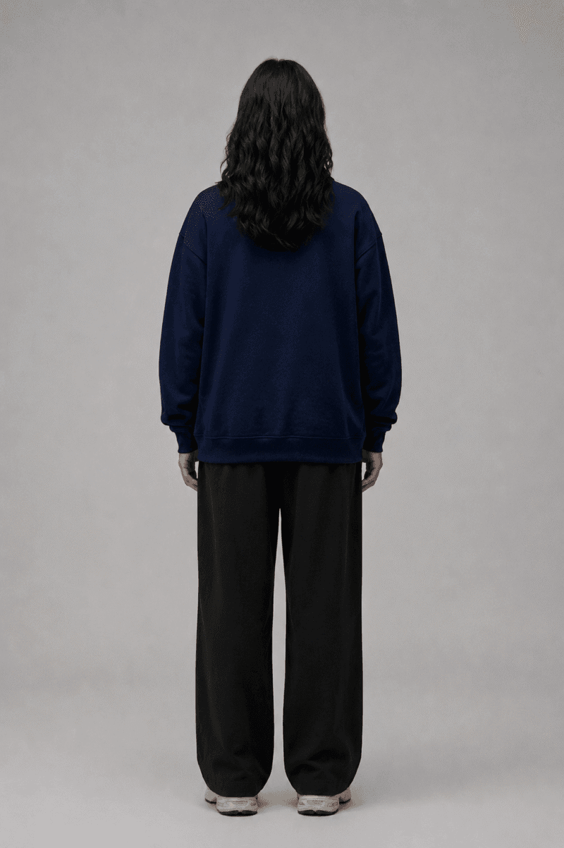 Chahatein Quarter Zip Sweatshirt – Blue | 320 GSM Cotton Fleece – side view