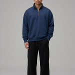 Navy Blue Quarter Zip Sweatshirt Pakistan – 320 GSM Cotton Fleece | Chahatein