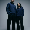 Chahatein Quarter Zip Sweatshirt – Navy Blue | 320 GSM Cotton Fleece – shown on two models