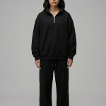 Black Quarter Zip Sweatshirt Pakistan – 320 GSM Cotton Fleece | Chahatein