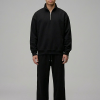 Chahatein Quarter Zip Sweatshirt – Black | 320 GSM Cotton Fleece – front view