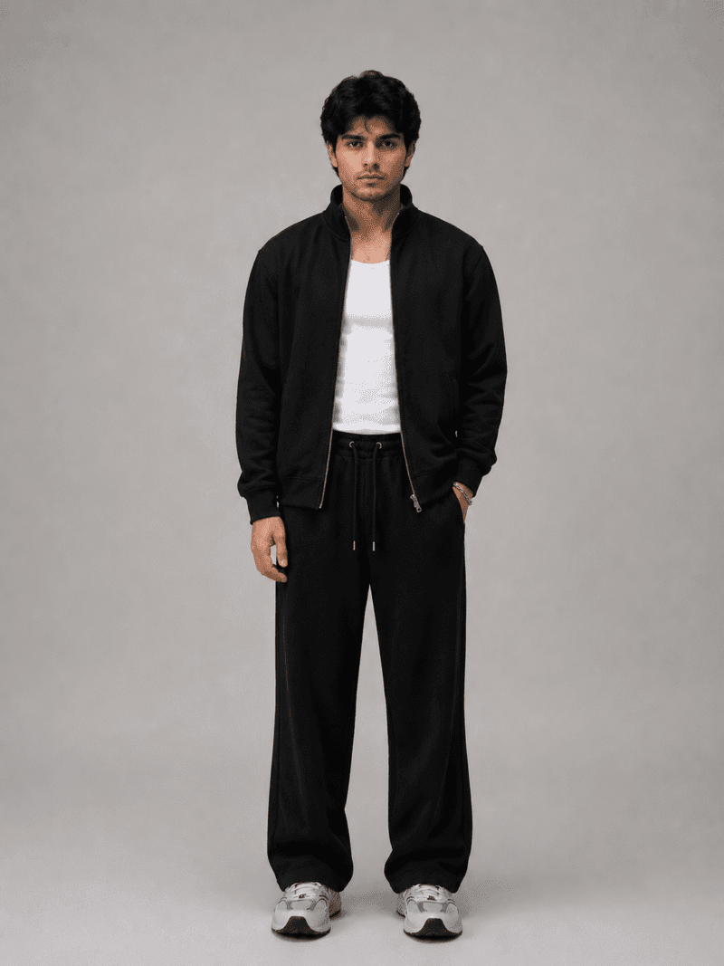 Black Shacket Pakistan – 320 GSM Cotton Fleece Shirt Jacket | Chahatein
