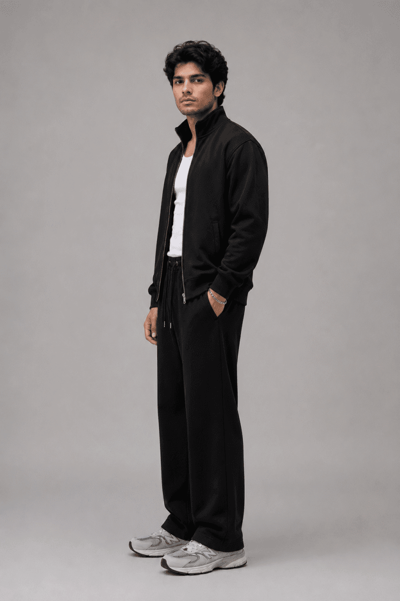 Black Shacket Pakistan – 320 GSM Cotton Fleece Shirt Jacket | Chahatein