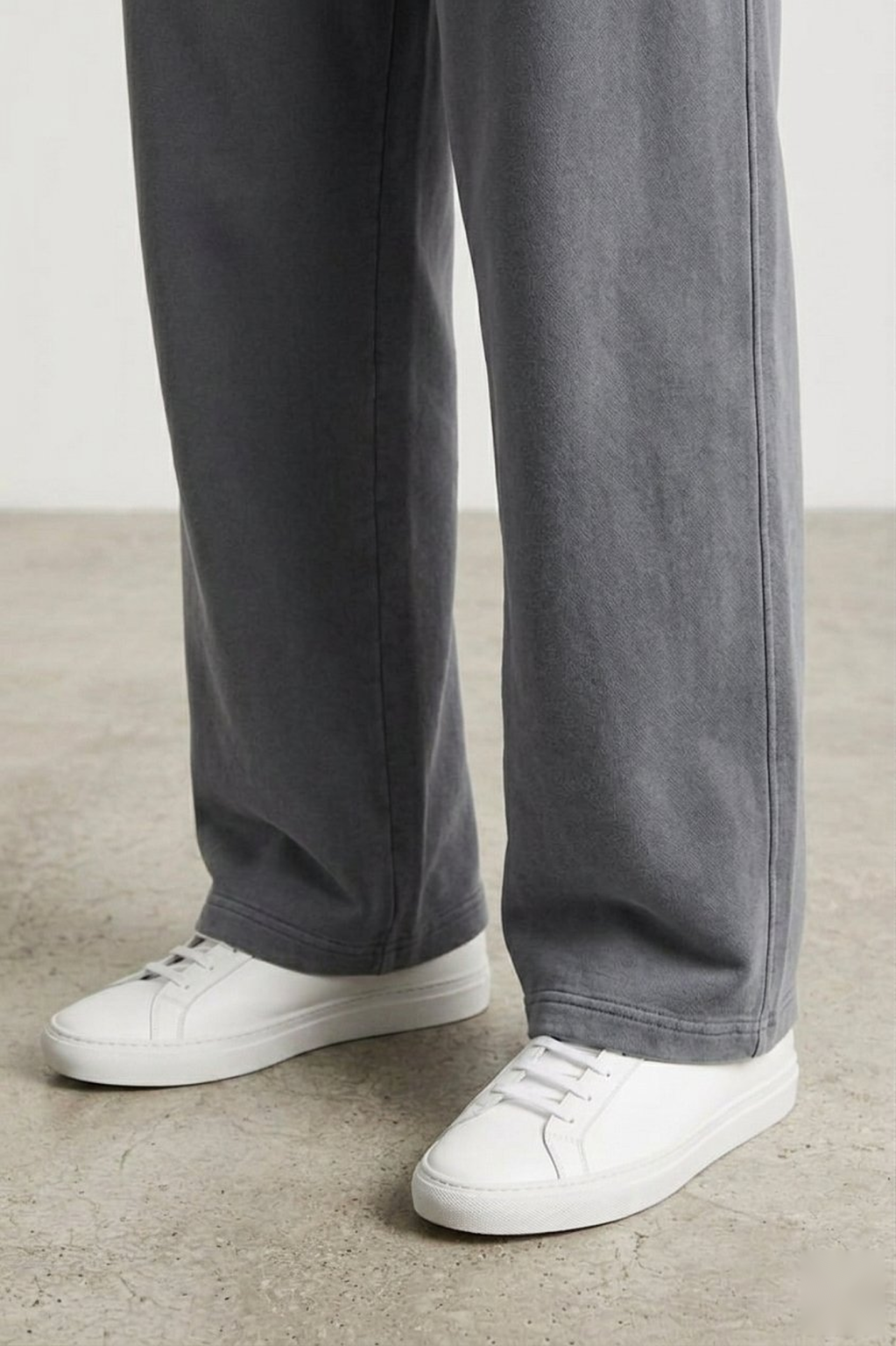 Chahatein Baggy Wide Leg Trouser – Stone Grey | 320 GSM Cotton Fleece