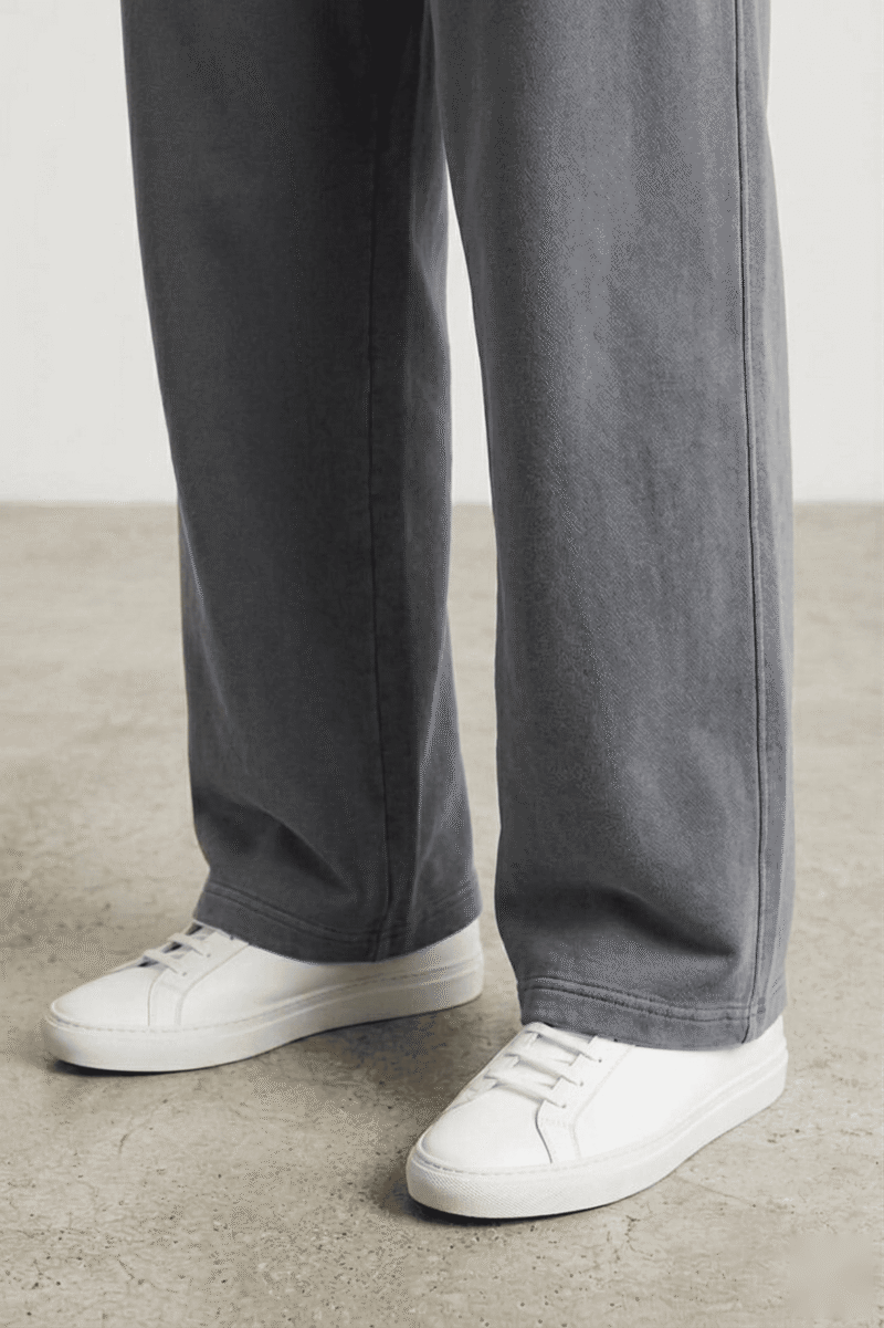 Chahatein Baggy Wide Leg Trouser – Stone Grey | 320 GSM Cotton Fleece
