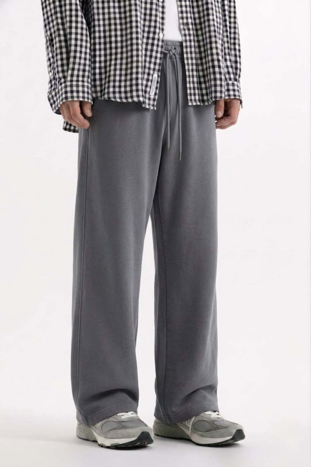 Stone Grey Baggy Wide Leg Trouser Pakistan – 320 GSM Cotton Fleece | Chahatein