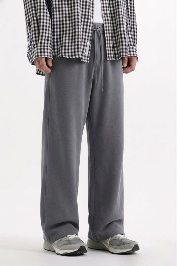 Stone Grey Baggy Wide Leg Trouser Pakistan – 320 GSM Cotton Fleece | Chahatein