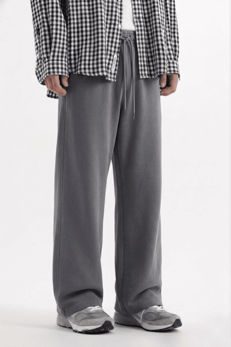 Stone Grey Baggy Wide Leg Trouser Pakistan – 320 GSM Cotton Fleece | Chahatein