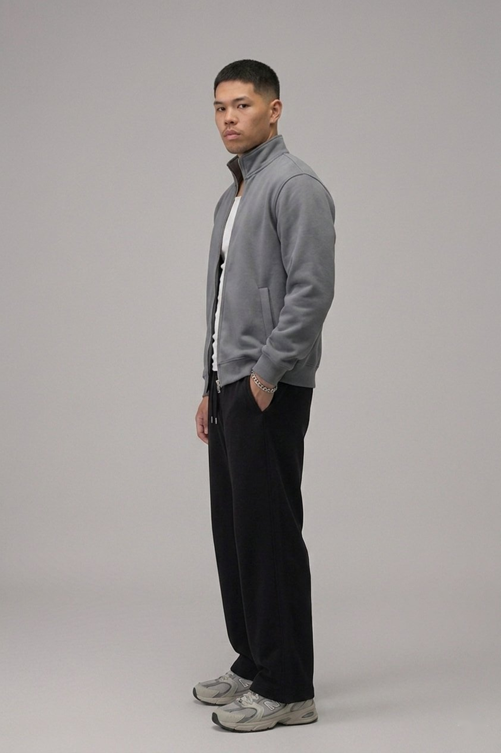 Chahatein Shacket – Stone Grey | 320 GSM Cotton Fleece