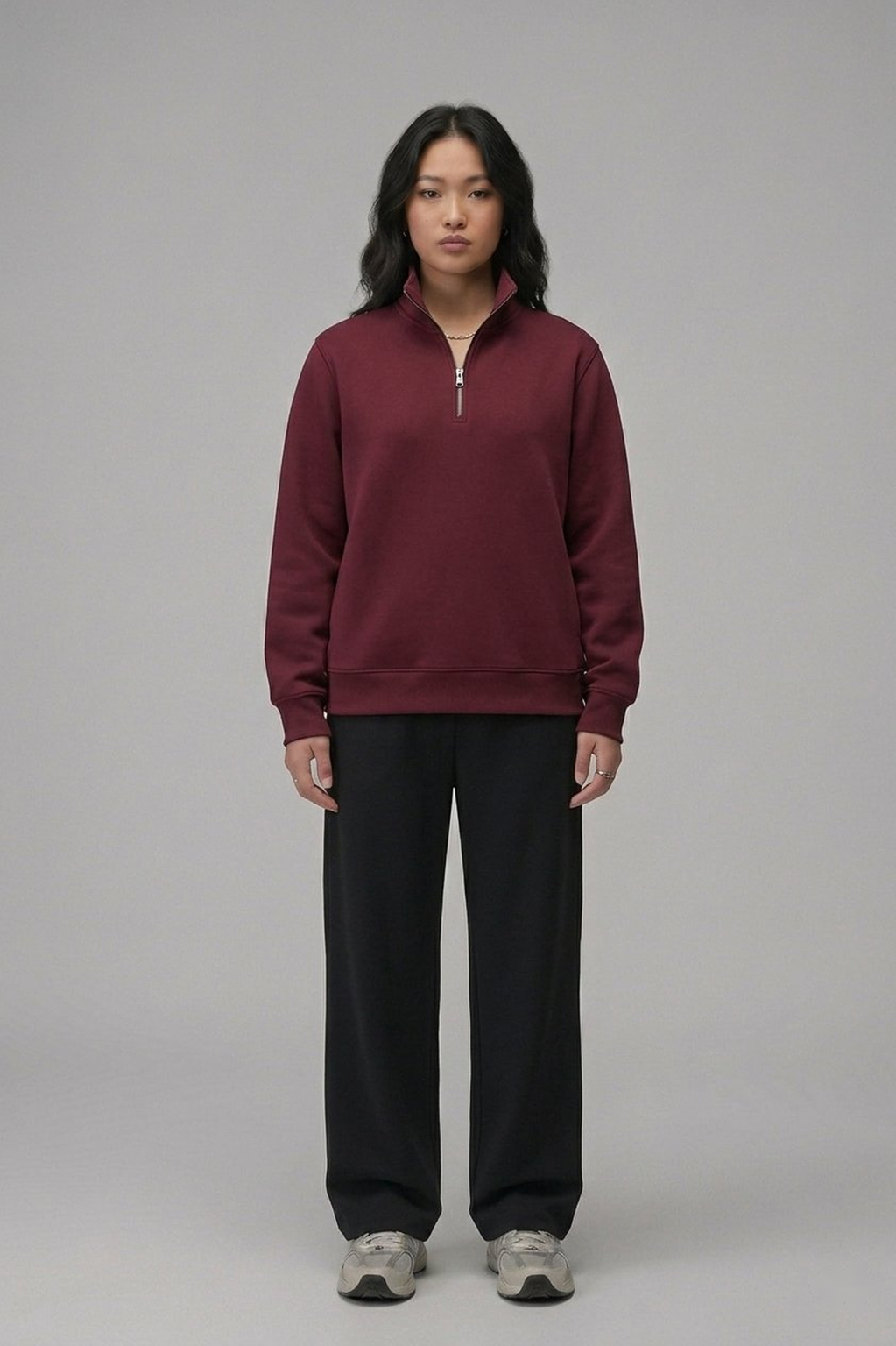 Chahatein Quarter Zip Sweatshirt – Maroon | 320 GSM Cotton Fleece