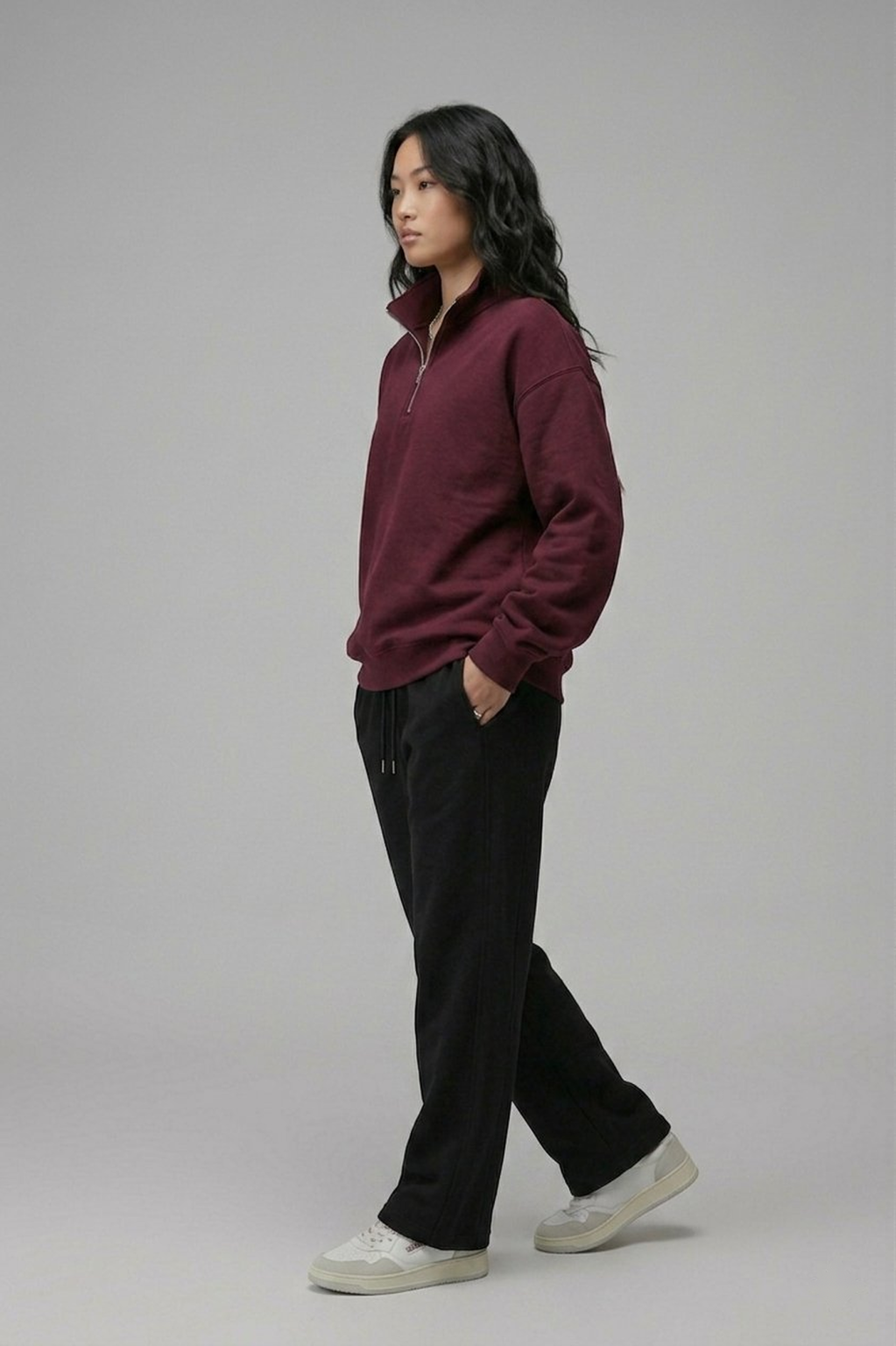 Chahatein Quarter Zip Sweatshirt – Maroon | 320 GSM Cotton Fleece