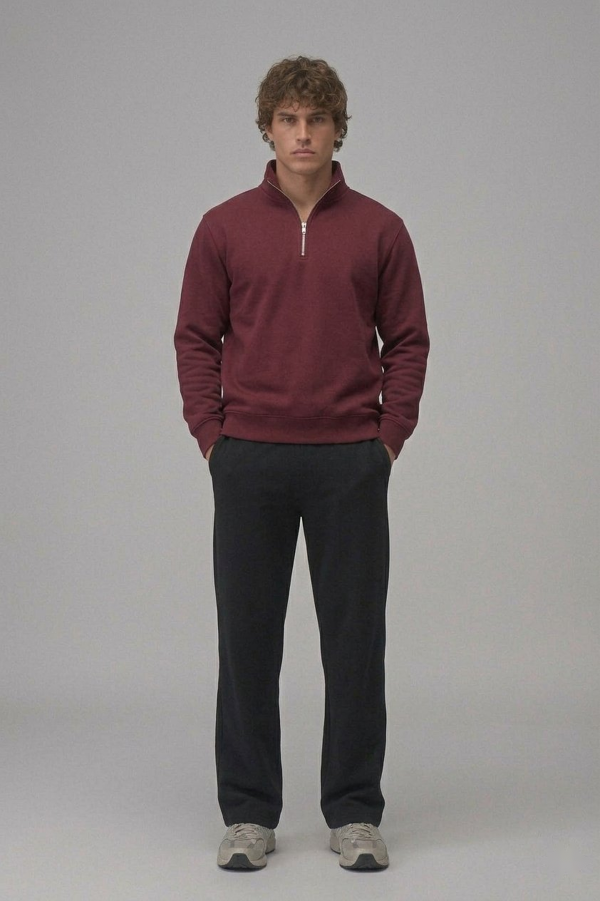 Maroon Quarter Zip Sweatshirt Pakistan – 320 GSM Cotton Fleece | Chahatein