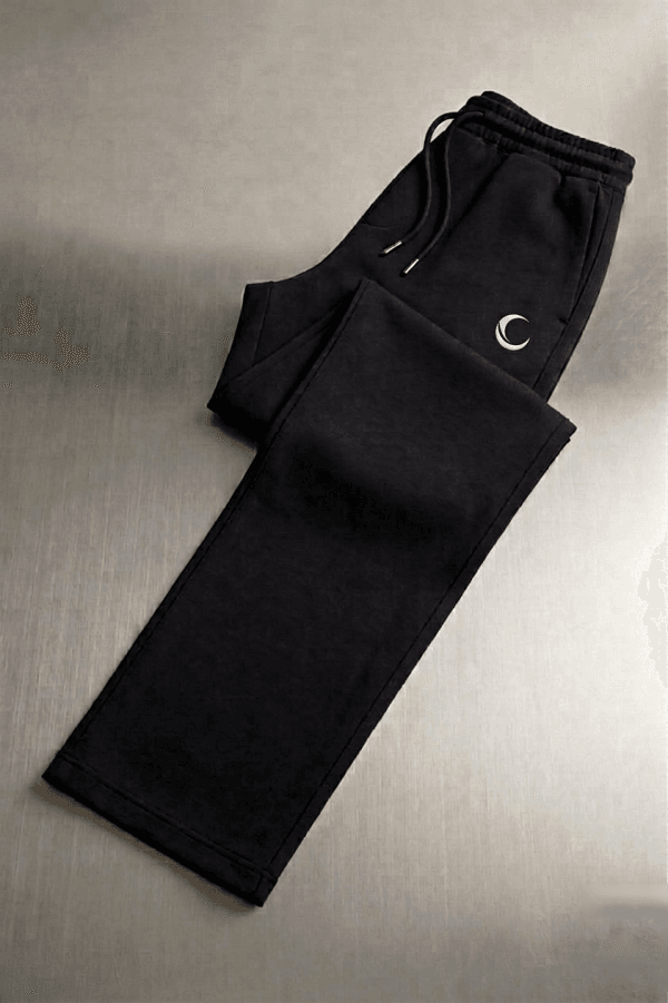 Chahatein Baggy Wide Leg Trouser – Black | 320 GSM Cotton Fleece