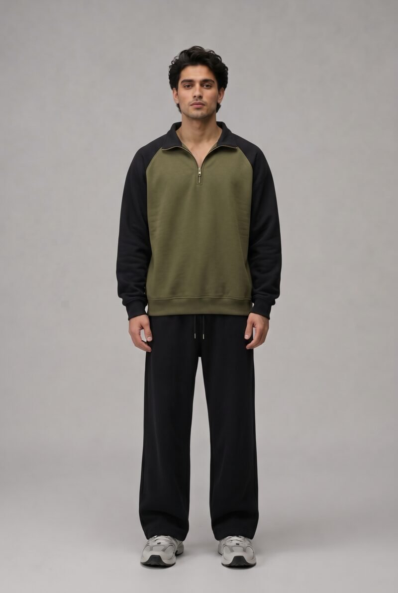 raglan sleeve sweatshirt olive