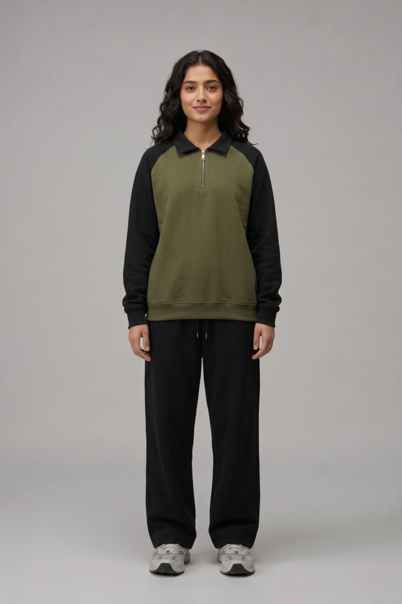 raglan sleeve sweatshirt olive