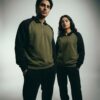 Olive Green & Black Quarter Zip | 320 GSM Cotton Fleece