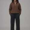 Brown Quarter Zipper